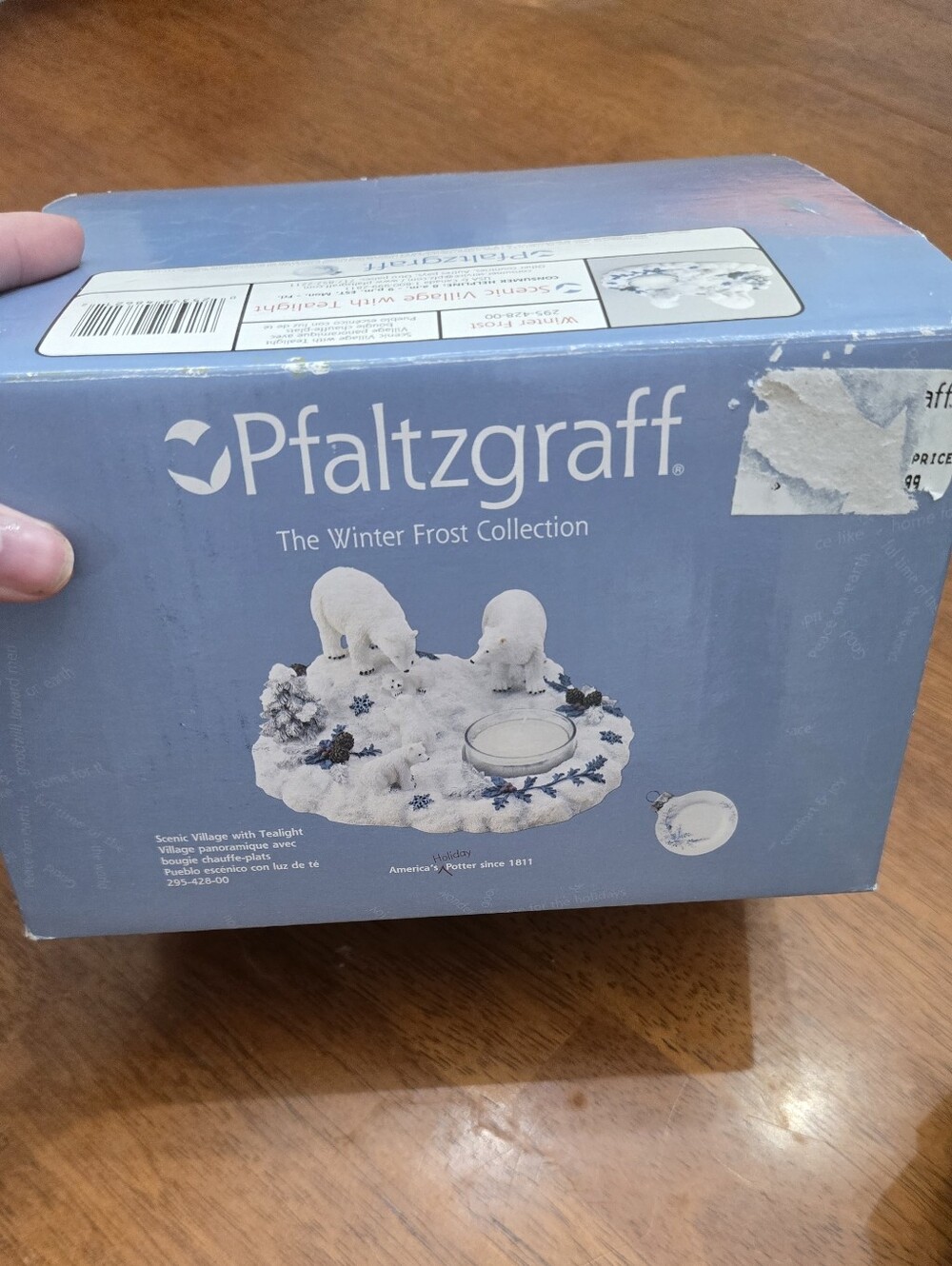​Pfaltzgraff Winter Frost Polar Bear Scenic Village Tealight Candle Holder NIB
